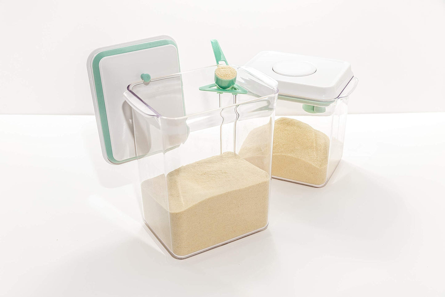 Super Doopers One Touch Baby Milk Powder Dispenser - Airtight Food Storage Containers with Lid for Formula, Coffee, Cereal, Flour - Includes Spoon & Levelling Bar - Top Rack Dishwasher-Safe